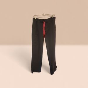 Figs Charcoal Grey Scrub Pants with Red Drawstring M/P